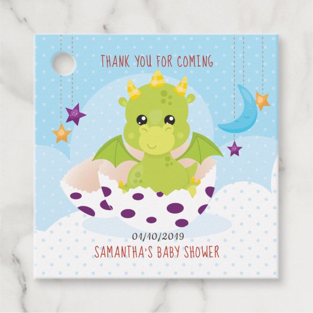 Étiquettes Cadeau Baby shower Dragon (Devant)
