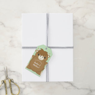 Étiquettes-cadeau Baby shower écossais Highland Cow