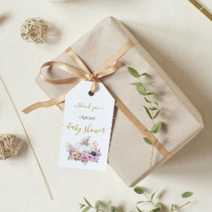 Étiquettes-cadeau Baby Shower Élégant et Mignon Citrouille Floral