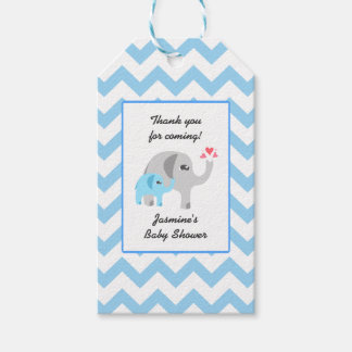 Étiquettes-cadeau Baby shower éléphant bleu et blanc