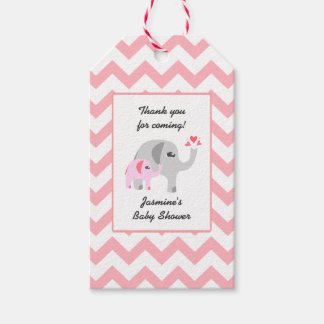 Étiquettes-cadeau Baby shower éléphant rose et blanc