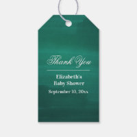 Baby shower émeraude. Vert neutre merci
