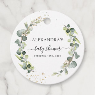 Étiquettes Cadeau Baby Shower Eucalyptus Végétal Bohème Rustique