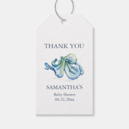 Étiquettes-cadeau Baby shower Favoriser Tags Garçon Bleu Octopus