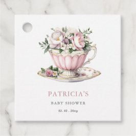Étiquettes Cadeau Baby shower Fille de Tea Party rose vif