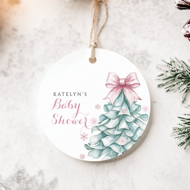 Étiquettes Cadeau Baby shower Fille d'hiver Noël (Créateur téléchargé)