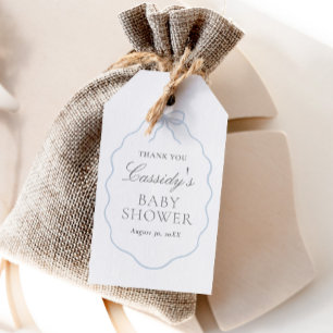 Étiquettes-cadeau Baby-Shower Filleul Ruban Bleu Vintage