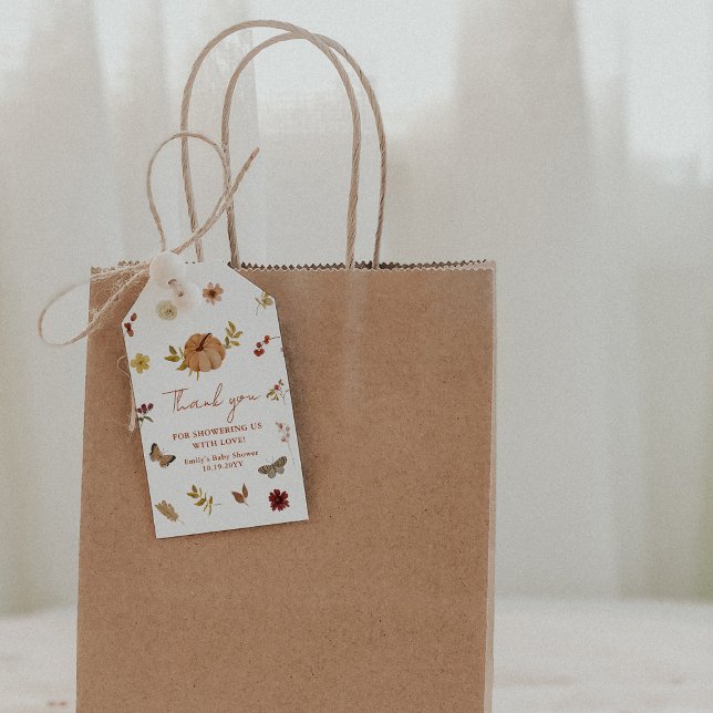 Étiquettes-cadeau Baby shower Fleur sauvage Citrouille d'automne Mer (Créateur téléchargé)