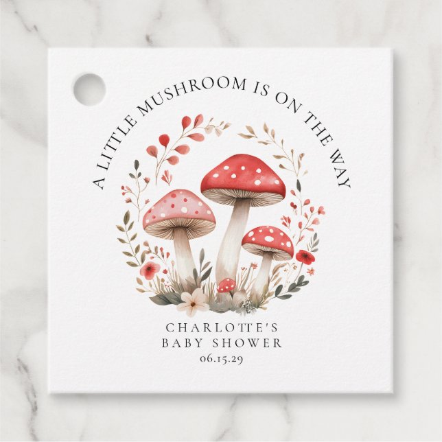 Étiquettes Cadeau Baby shower Fleur sauvage de Little Mushroom (Devant)