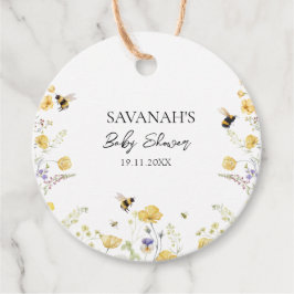 Étiquettes Cadeau Baby shower Fleur sauvage de maman à Bee