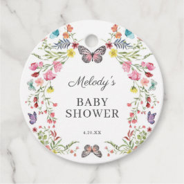 Étiquettes Cadeau Baby shower Fleur sauvage papillon