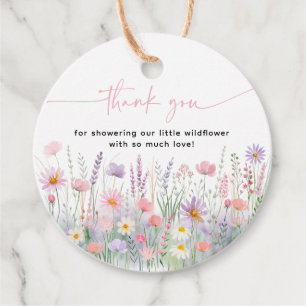 Étiquettes Cadeau Baby shower Fleur sauvage Pastel