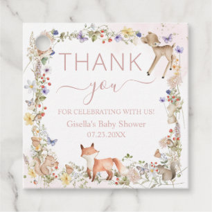 Étiquettes Cadeau Baby shower Fleur sauvage Whimsical Woodland Anima