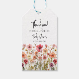 Étiquettes-cadeau Baby Shower Fleurs Bohème fraîches