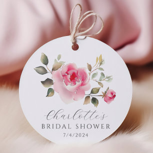 Étiquettes Cadeau Baby Shower Fleurs Roses pour la Mariée