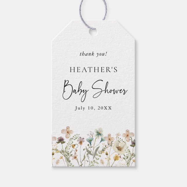 Étiquettes-cadeau Baby shower floral (Devant)