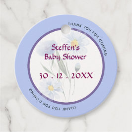 Étiquettes Cadeau Baby shower floral blanc doux Personnaliser