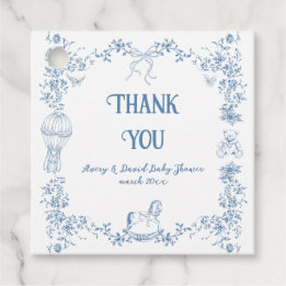 Étiquettes Cadeau Baby shower floral bleu foncé
