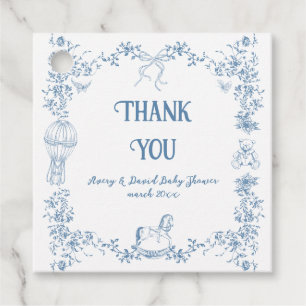 Étiquettes Cadeau Baby shower floral bleu foncé