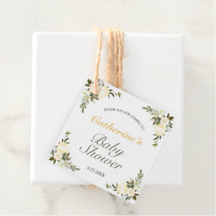 Étiquettes Cadeau Baby shower Floral de printemps jaune frais