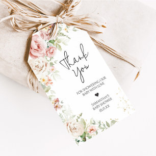 Étiquettes-cadeau Baby shower floral rose Dusty Favoriser les étique