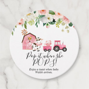 Étiquettes Cadeau Baby shower Floral Rose Pop It Favoriser Tags