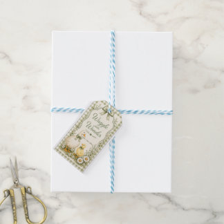 Étiquettes-cadeau Baby shower floral vert sauge modifiable