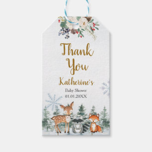 Étiquettes-cadeau Baby shower forestier d'hiver