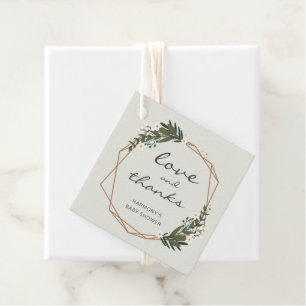 Étiquettes Cadeau Baby shower géométrique Or Neutre Sexe