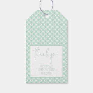 Étiquettes-cadeau Baby Shower Gingham Vert Menthe Mixte