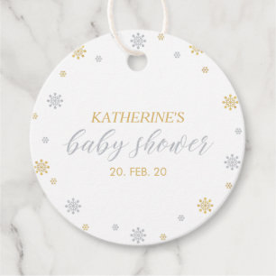 Étiquettes Cadeau Baby shower Gold & Silver Winter Wonderland