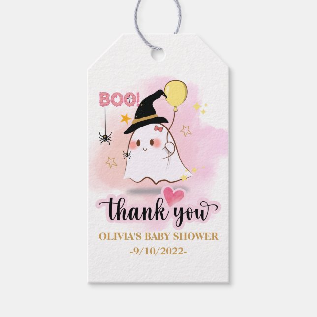 Étiquettes-cadeau Baby shower Halloween Boo (Devant)