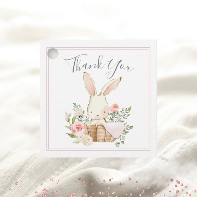 Étiquettes Cadeau Baby shower lapin à lapin rose pâle (Créateur téléchargé)