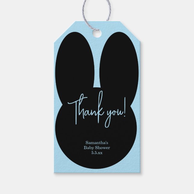Étiquettes-cadeau Baby shower lapin simple merci (Devant)