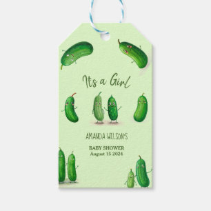 Étiquettes-cadeau Baby shower lunique vert de chaudières