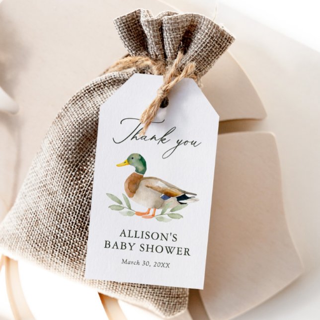 Étiquettes-cadeau Baby shower Mallard Duck (Créateur téléchargé)