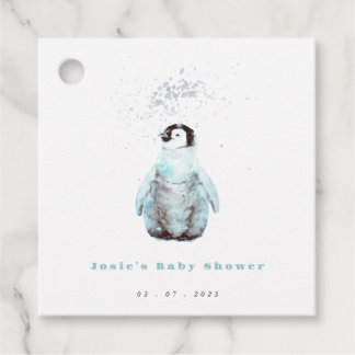 Étiquettes Cadeau Baby Shower Manchot Hiver