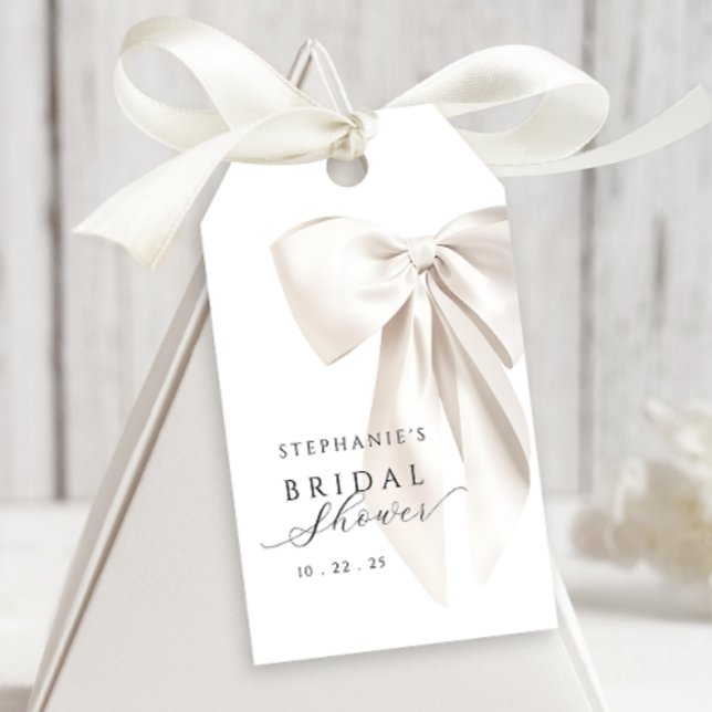 Étiquettes-cadeau Baby Shower Mariage au Ruban Blanc (Créateur téléchargé)