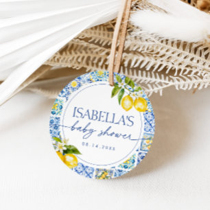Étiquettes Cadeau Baby shower méditerranéen au citron de la côte ama