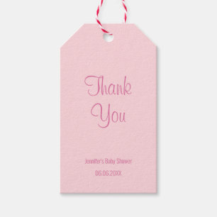 Étiquettes-cadeau Baby shower Merci chic rose simple