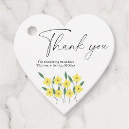 Étiquettes Cadeau Baby shower Merci Fleur sauvage jaune