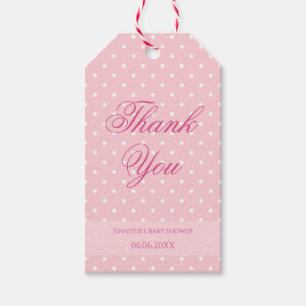 Étiquettes-cadeau Baby shower Merci Pois rose pâle