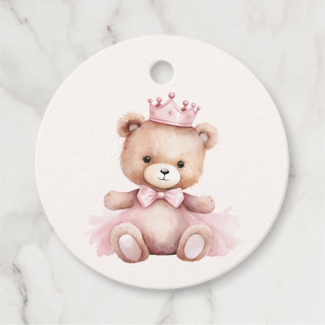 Étiquettes Cadeau Baby shower Merci rose princesse (Devant)