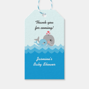 Étiquettes-cadeau Baby shower mignon de garçon de baleine