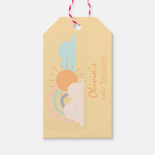 Étiquettes-cadeau Baby shower minimal Pastel (Devant)