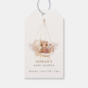 Étiquettes-cadeau Baby shower minimaliste Boho Teddy Bear Pampas