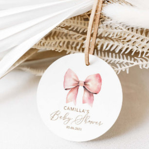 Étiquettes Cadeau Baby shower minimaliste de fille de la corne rose