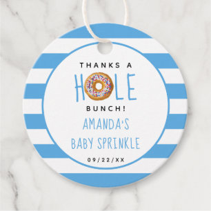 Étiquettes Cadeau Baby shower moderne Donut Boys Saupoudrer Merci