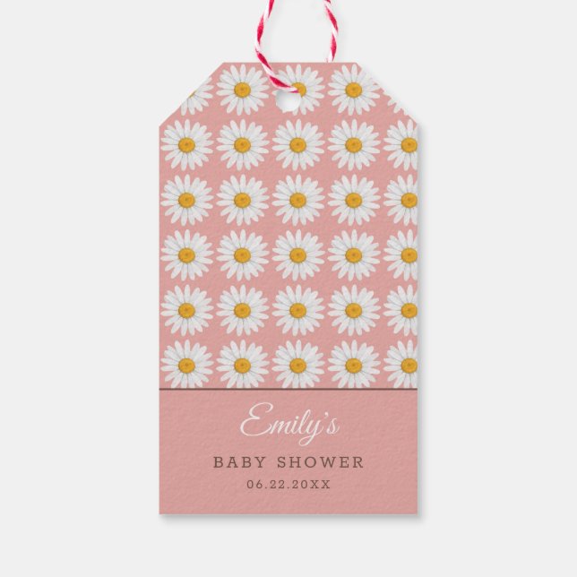 Étiquettes-cadeau Baby Shower Motif Floral Fleurs Rose Pivoine (Dos)
