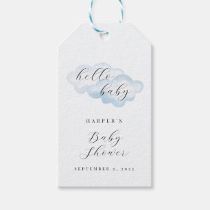 Étiquettes-cadeau Baby shower nuage bleu aquarelle